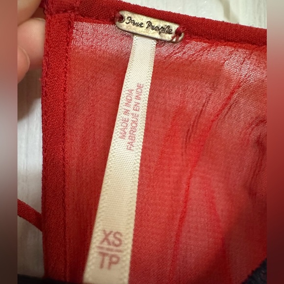 Free People To The Point Embroidered Maxi Top XS Red dress boho-chic - Picture 5 of 10